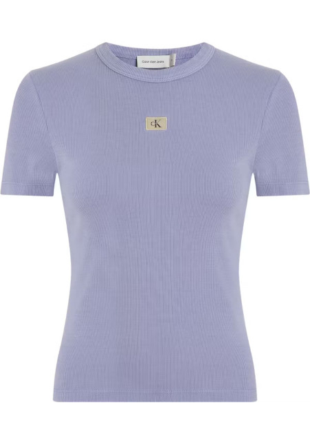 WASHED WOVEN LABEL RIB FIT TEE