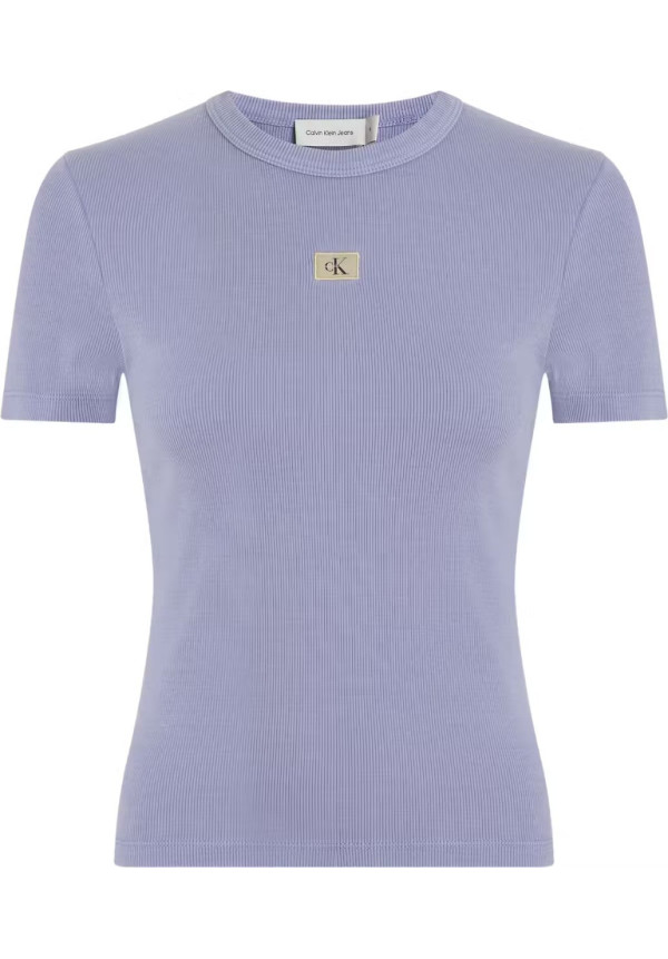 WASHED WOVEN LABEL RIB FIT TEE