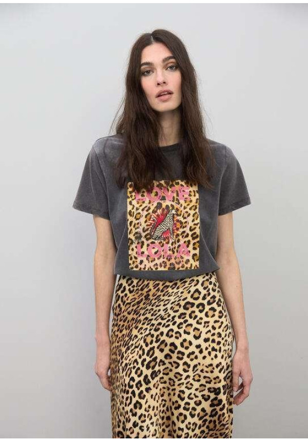 Falda satinada animal print