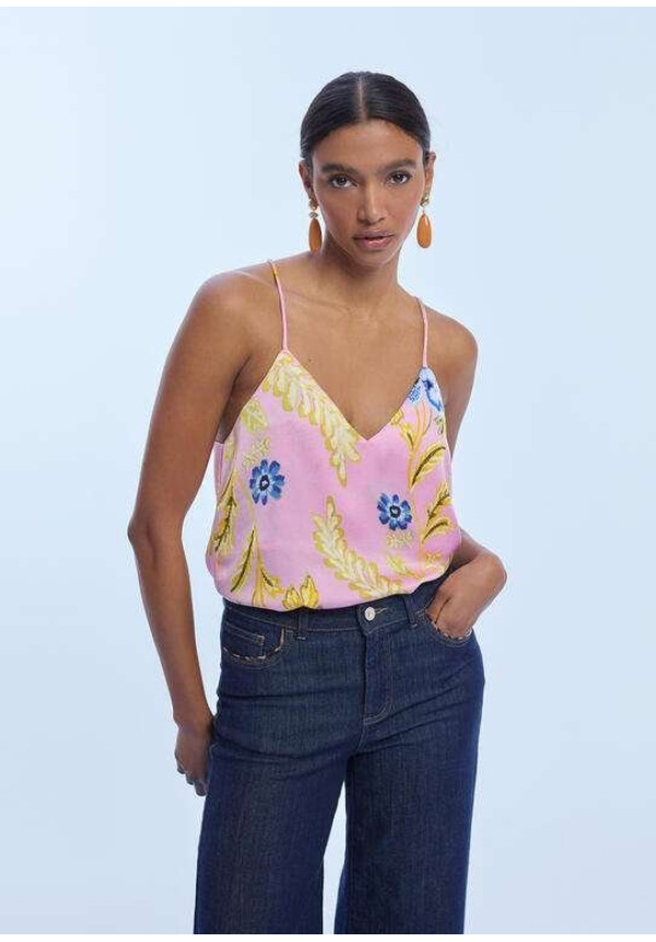 Top lencero satinado estampado