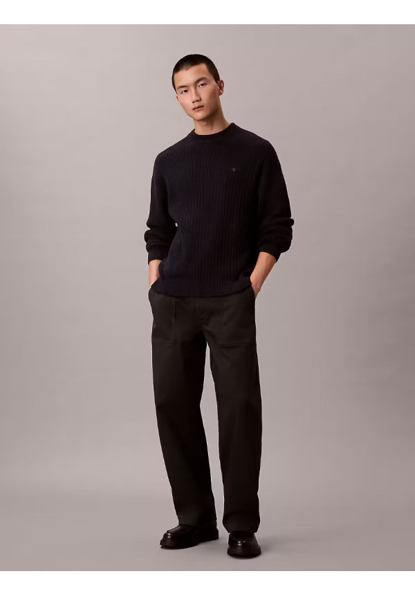 LS VERTICAL TEXTURE CTTN CREWNK