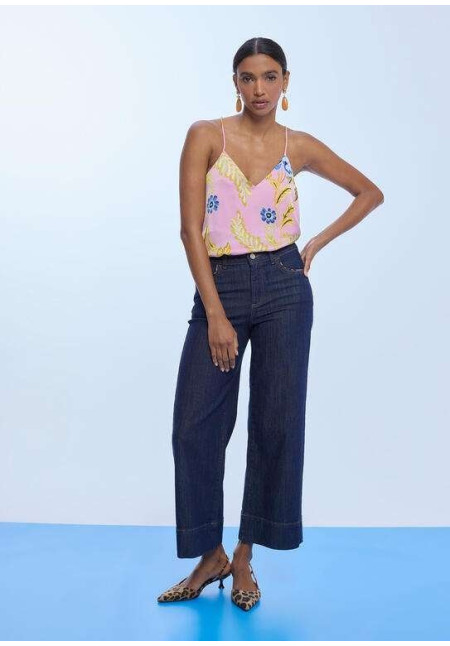 Top lencero satinado estampado