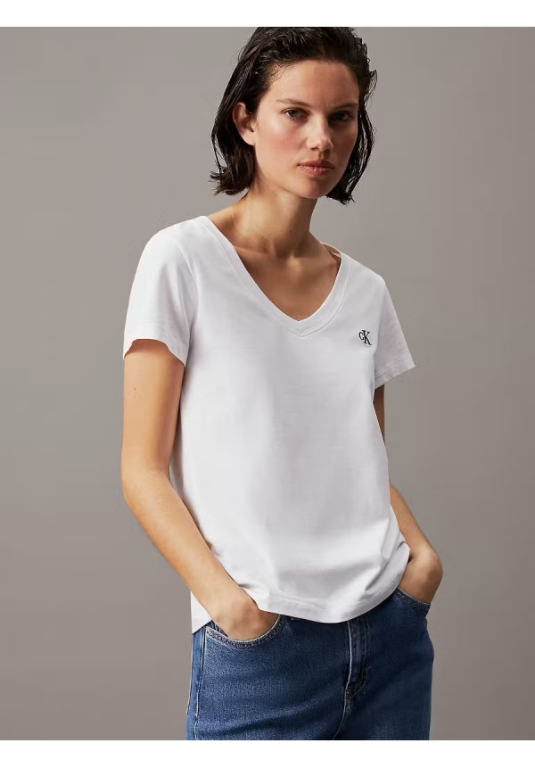 CK EMBROIDERY STRETCH V-NECK