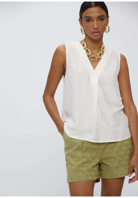 Top pliegue escote pico