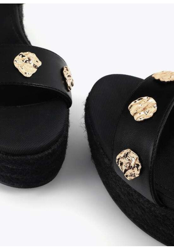 Cuña en tejido efecto rafia metalizada