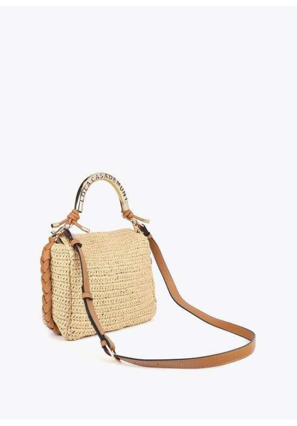 Bandolera combinada efecto rafia asa troquelada logo