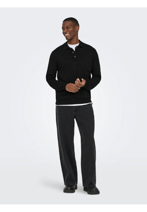 ONSLOUI REG 12 LS MEL POLO KNIT NOOS