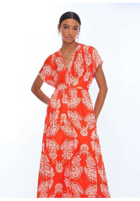 Vestido escote pico flores