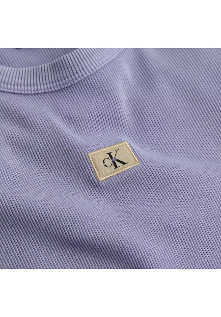 WASHED WOVEN LABEL RIB FIT TEE