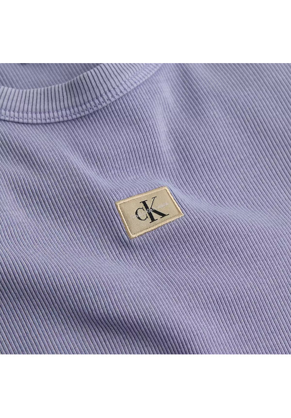 WASHED WOVEN LABEL RIB FIT TEE