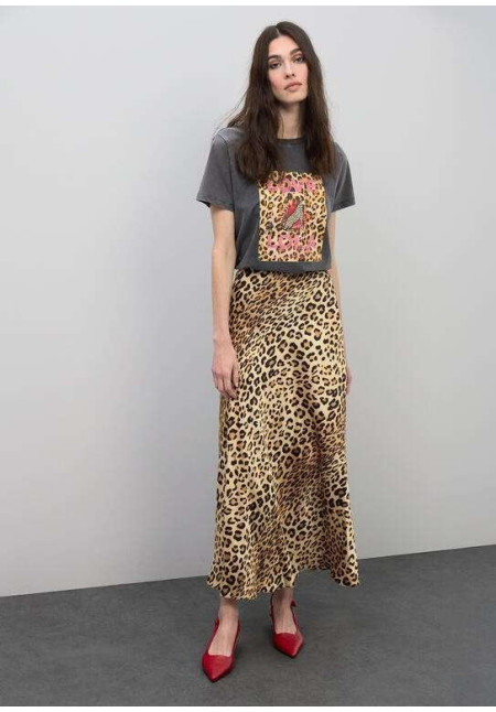 Falda satinada animal print