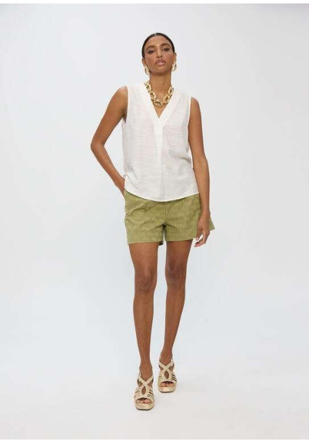 Top pliegue escote pico