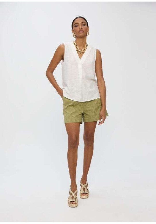 Top pliegue escote pico