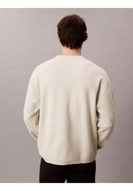 CK LS EMBOSSED LOGO CREWNK SWEATER
