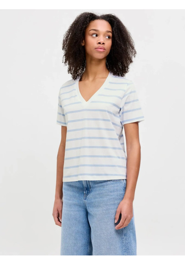 JXANNIE REG VNECK STRIPE SS TEE JRS SN
