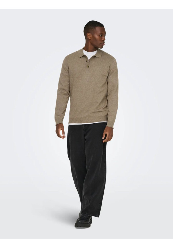 ONSLOUI REG 12 LS MEL POLO KNIT NOOS