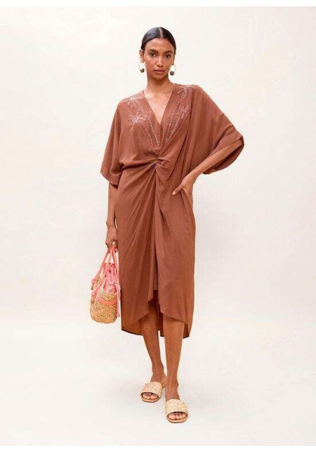 Vestido midi anudado lino