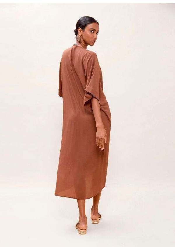 Vestido midi anudado lino