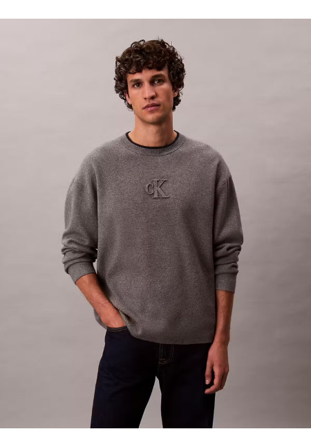 LS EMBOSSED LOGO CREWNK SWEATER