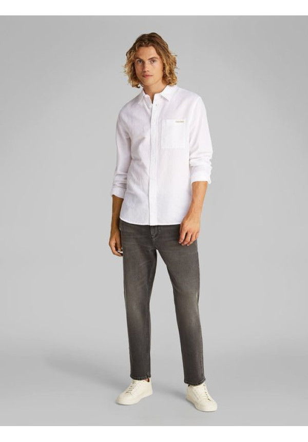Camisa blanca de lino y algodón para hombre Calvin Klein