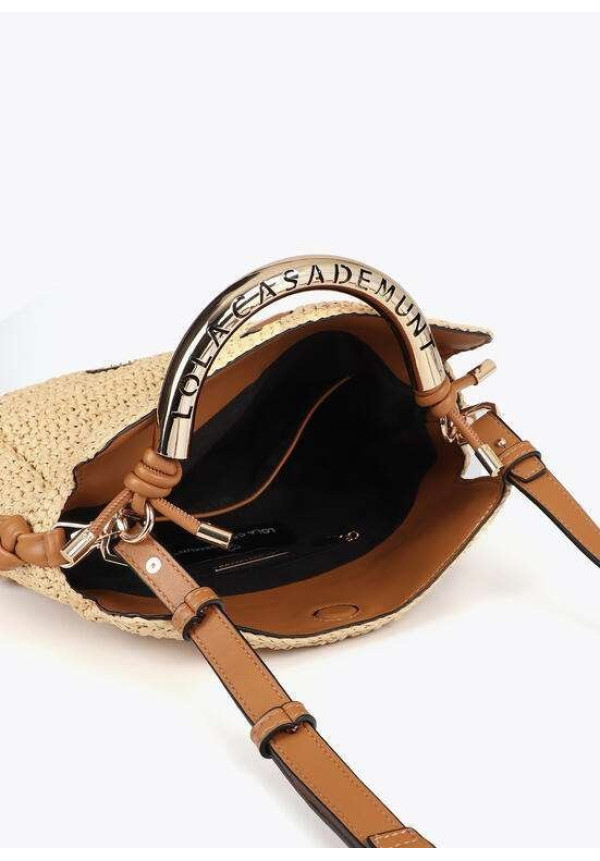 Bandolera combinada efecto rafia asa troquelada logo