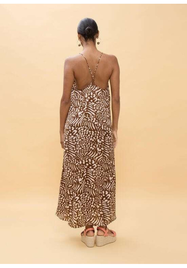 Vestido largo tirantes estampado manchas