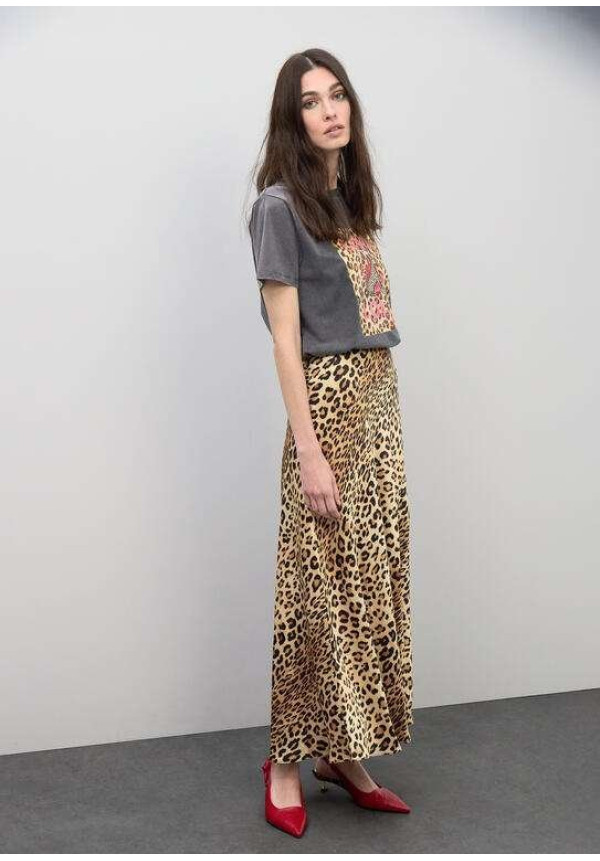 Falda satinada animal print
