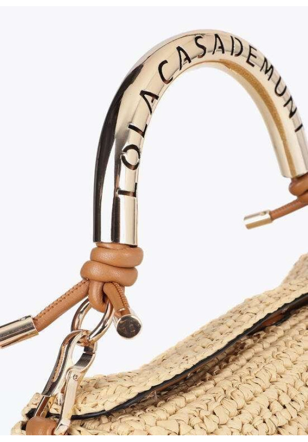 Bandolera combinada efecto rafia asa troquelada logo