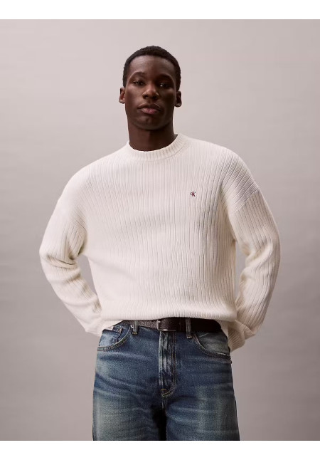 CK LS VERTICAL TEXTURE CTTN CREWNK