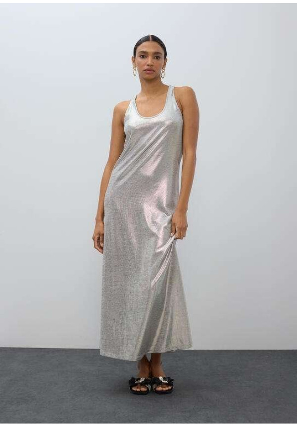 Vestido largo laminado