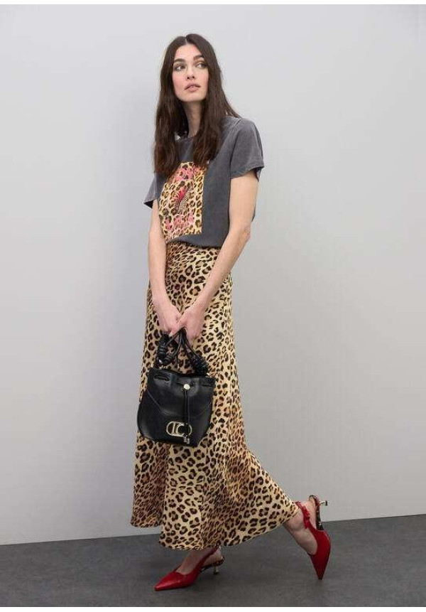 Falda satinada animal print