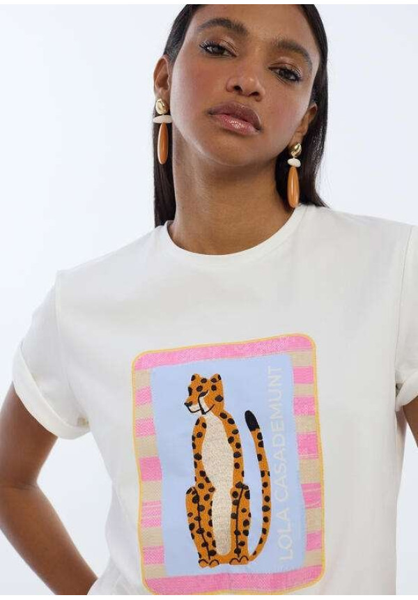 Camiseta animal bordado con lentejuelas transparentes