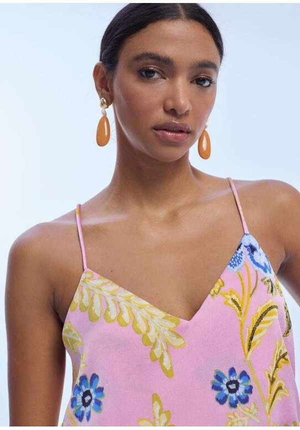 Top lencero satinado estampado