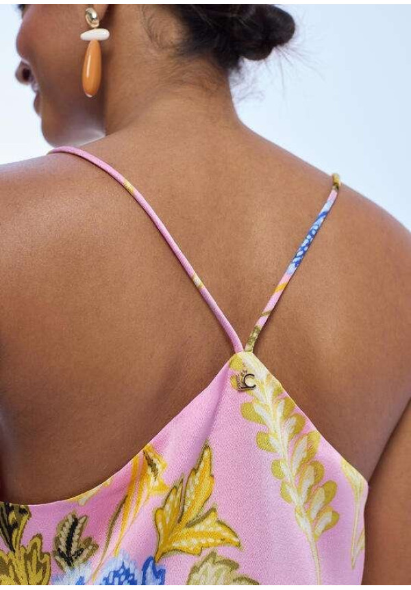 Top lencero satinado estampado