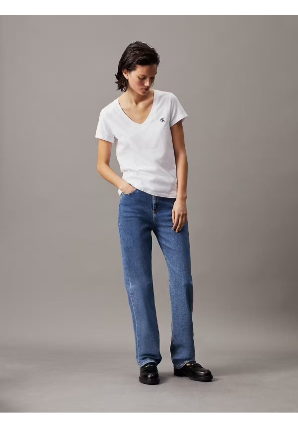 CK EMBROIDERY STRETCH V-NECK
