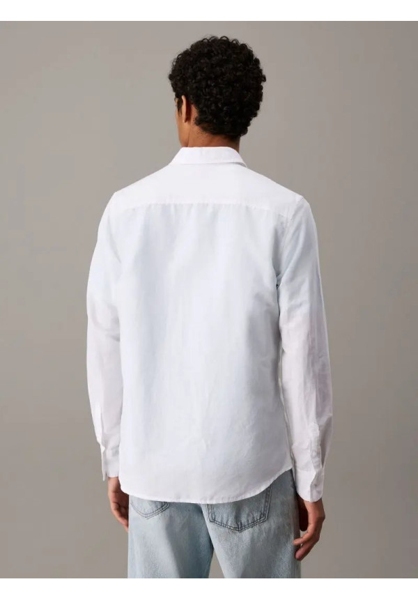 Camisa blanca de lino y algodón para hombre Calvin Klein