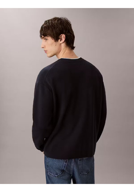 LS EMBOSSED LOGO CREWNK SWEATER