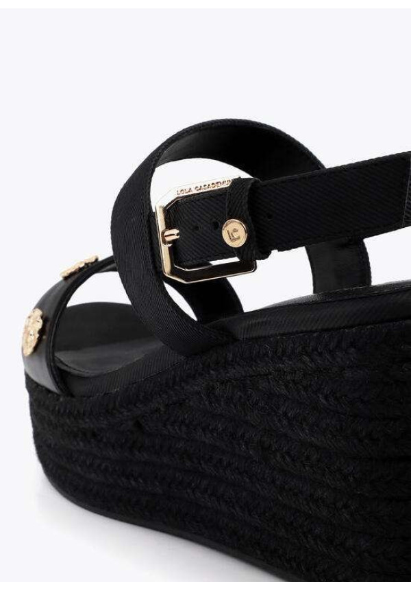 Cuña en tejido efecto rafia metalizada