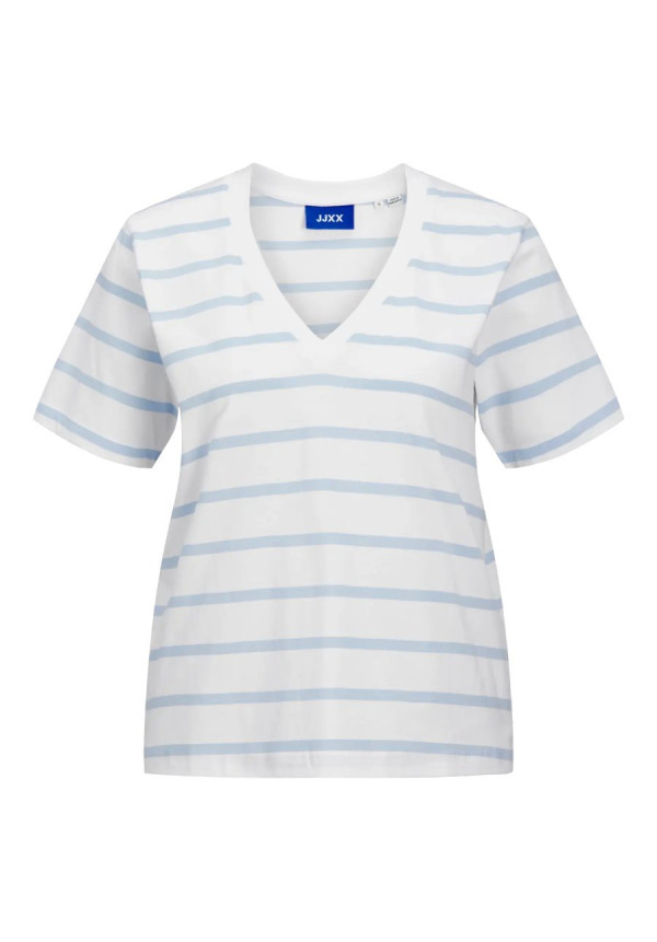 JXANNIE REG VNECK STRIPE SS TEE JRS SN