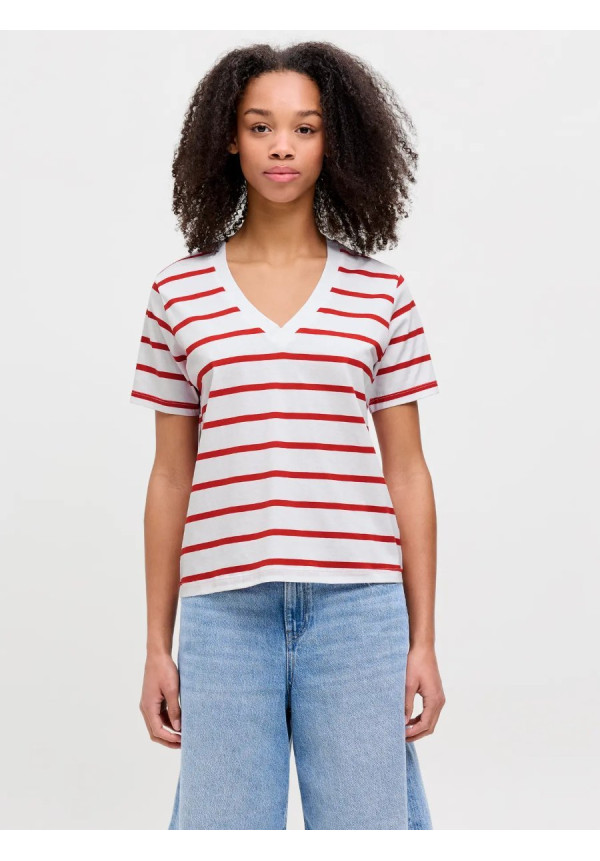 JXANNIE REG VNECK STRIPE SS TEE JRS SN